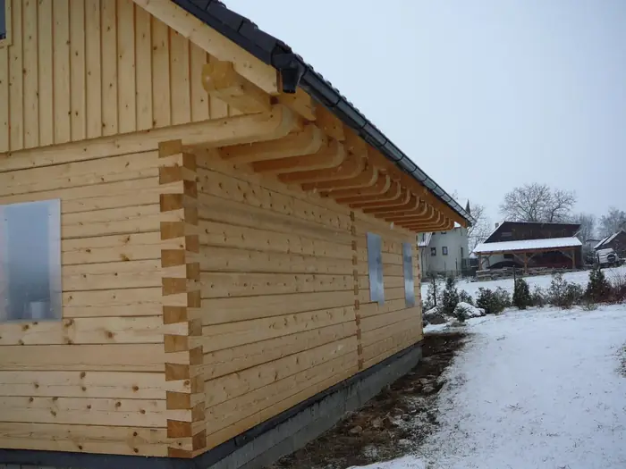 Roubená stěna – detail rohu